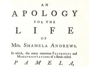 Copertina originale di Shamela, romanzo di Henry Fielding